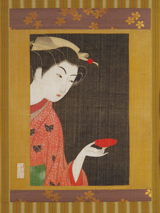 小村雪岱《盃を持つ女》絹本着色 清水三年坂美術館