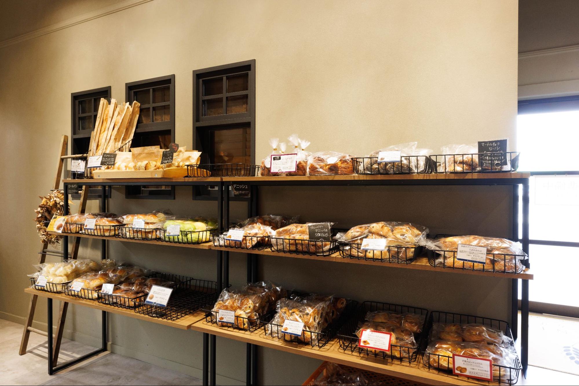 Bread on display in store