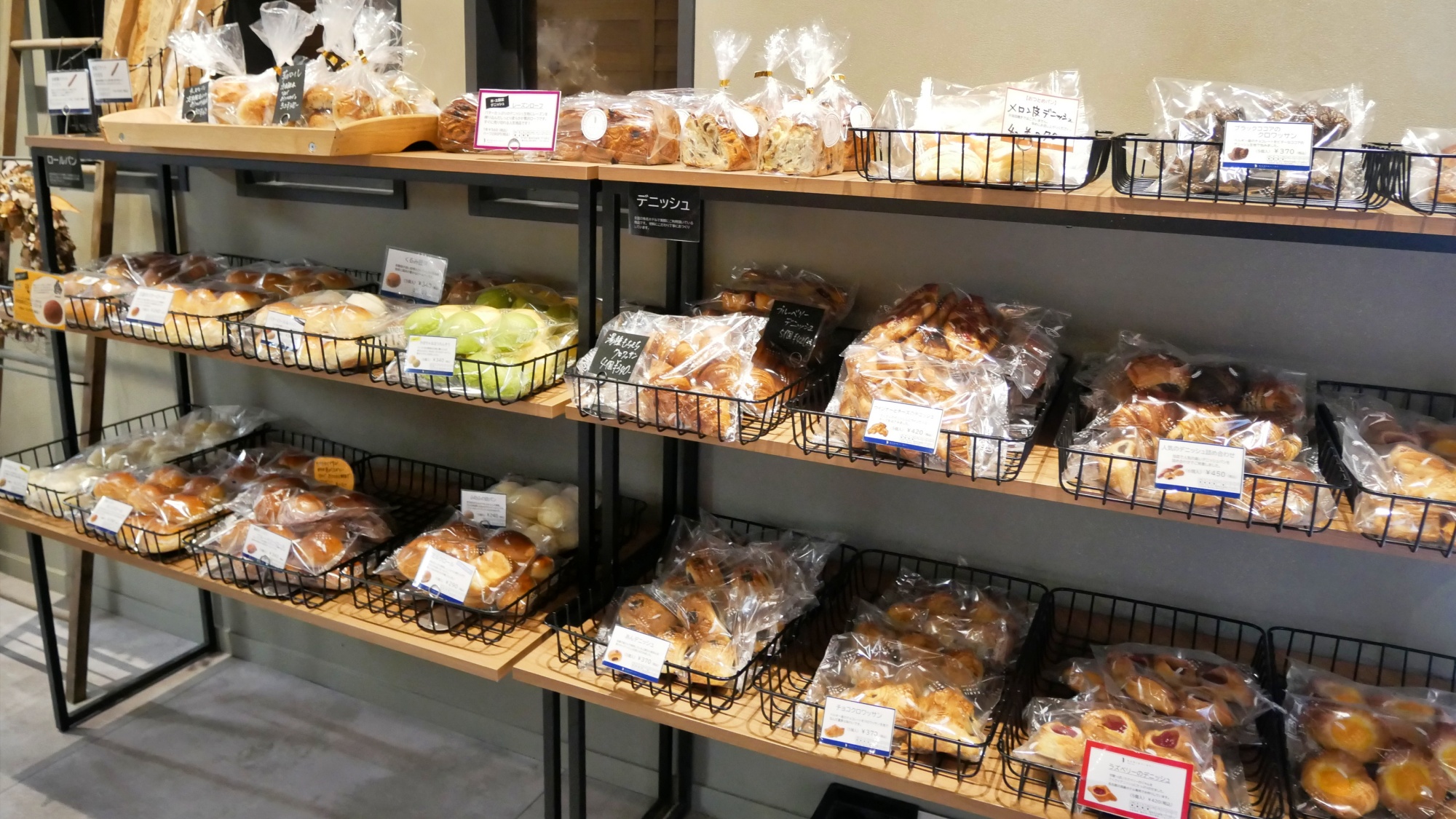 Bread on display in store